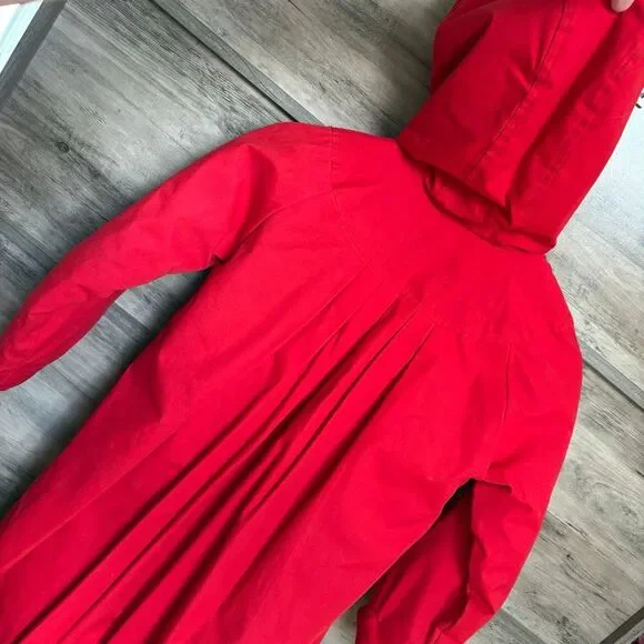 London Fog 7 Red Hooded Jacket Fleece Lined Classic Preppy Luxury Vintage Style
